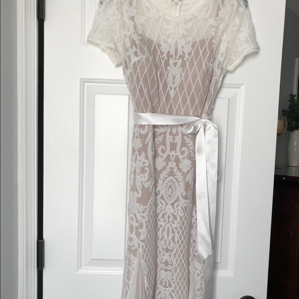 R&M Richards White Lace Wedding Dress